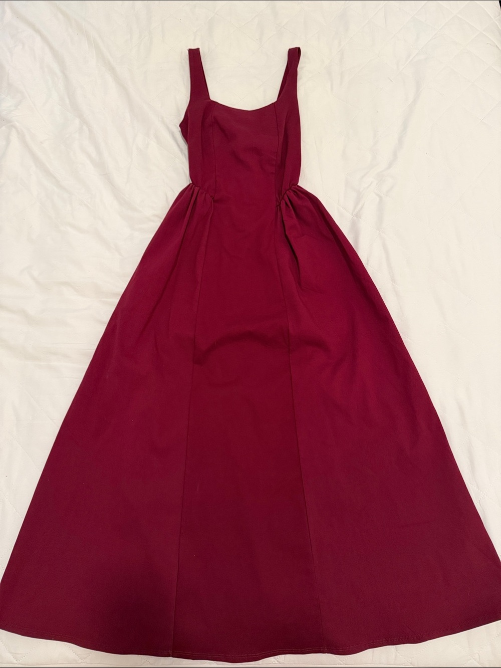 Sleeveless Burgundy Maxi Dress with Square Neck